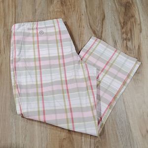 🔹️Ann Taylor Pink Plaid Capri Pants Size 8/29